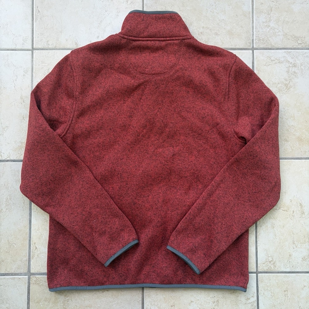 LL Bean Sweater Mens Medium Red Orange Fleece Snap T Pullover Outdoor Preppy - Picture 5 of 7